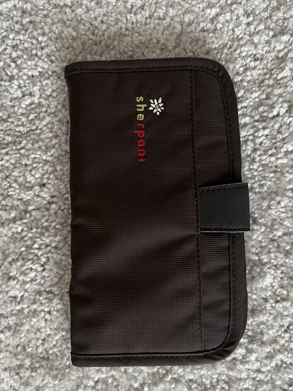 Sherpani Long Wallet Snap Closure Brown with Yellow Flower Interior
